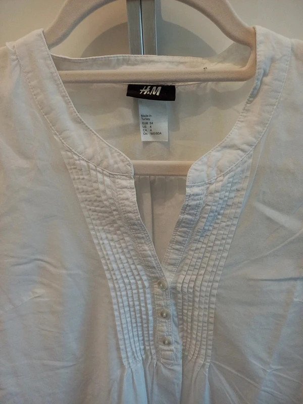 H&M True Vintage Bluse Gr 34/XS, Damen, alternative, Kurzarm, Langarm, weiss, Frühling
