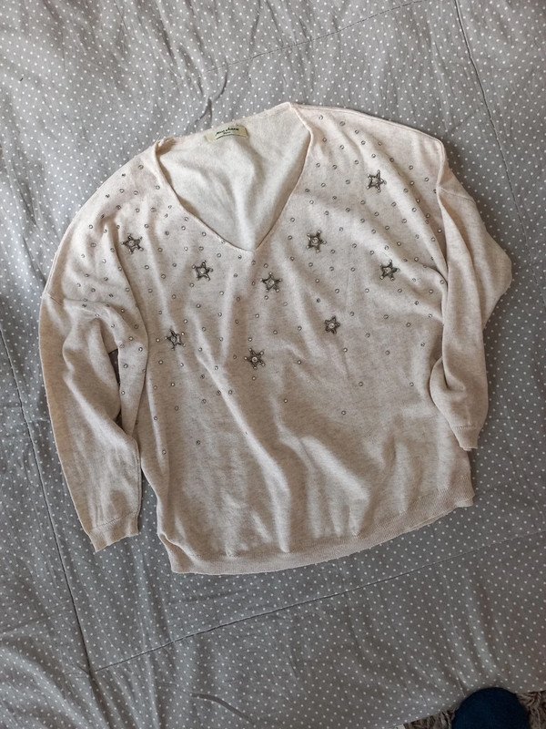Miss Charm Pulli mit Sternen von Gr 38/40 beige, creme