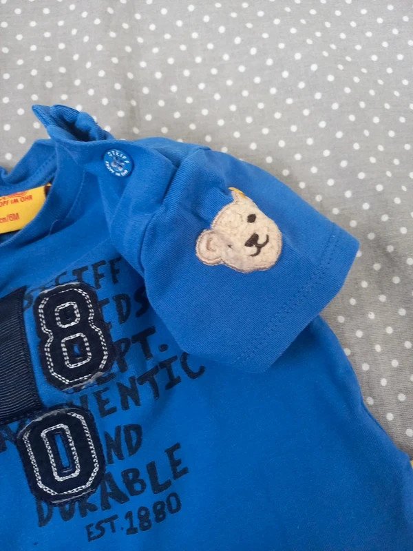 Steiff Baby Shirt Gr 68, blau, Kurzarm, Sommer, Junge, boy