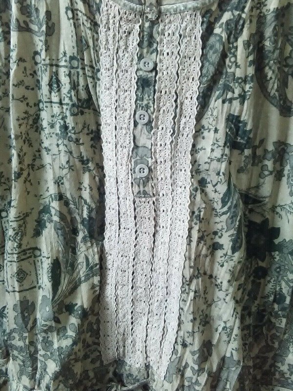 Street One Tunika Gr. 40, L, Damen Shirt, Spitze braun floral nostalgisch, Herbst