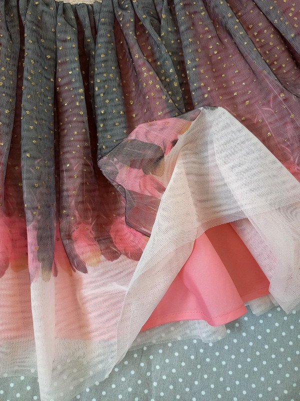 H&M Tüll Rock Gr 140, Gold, festlich, dots, rose, Federn, Frühling, Herbst, Winter, festlich