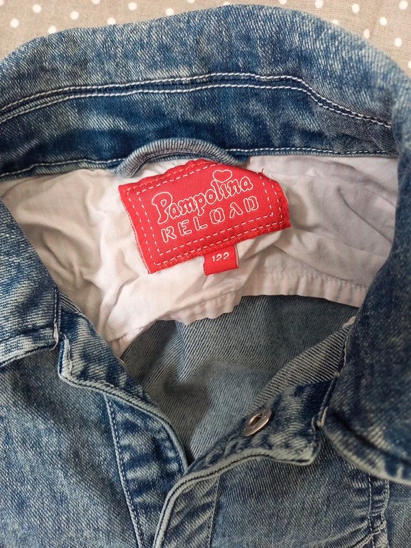 Pampolina Jeans Weste Gr 122 ärmellos, Used-Style, Jacke ärmellos, Pailletten, Schulanfang