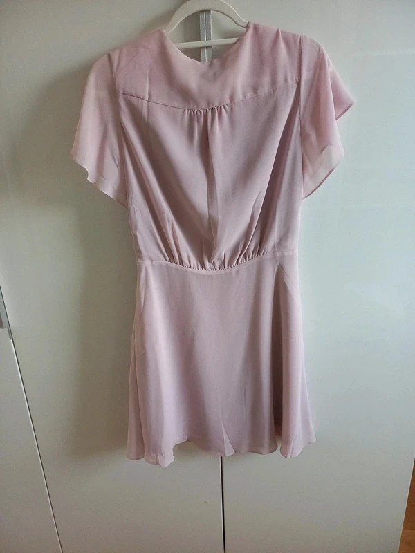 NEU! H&M Kleid Gr M, 38, Elfe, Chiffon, Mini, Frühling, festlich, Hochzeit, rose, Flieder, Kurzarm