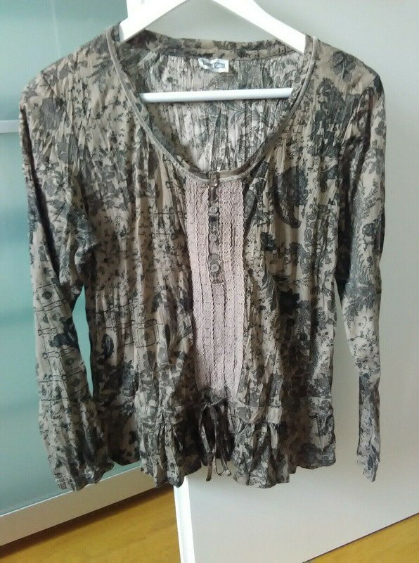Street One Tunika Gr. 40, L, Damen Shirt, Spitze braun floral nostalgisch, Herbst