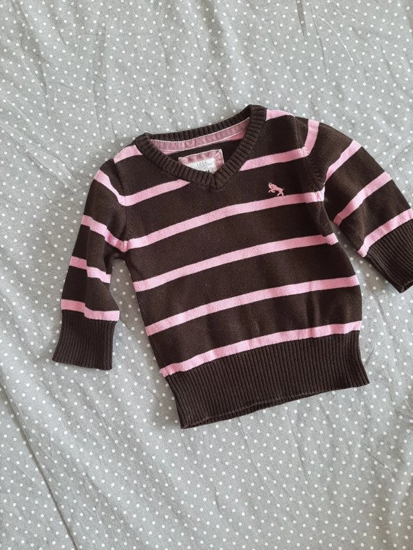 H&M Baby Pulli Gr 68, Mädchen, babygirl, braun, rose, Ringel, Feinstrick, Herbst, Winter