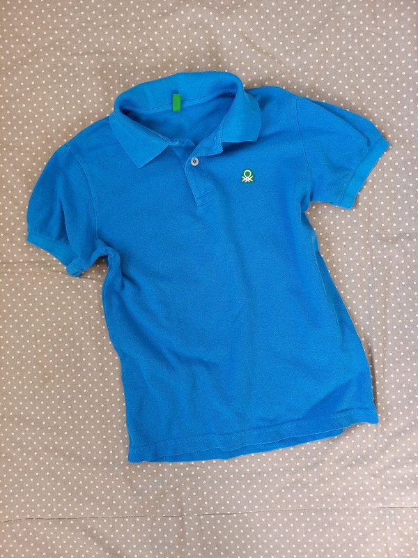 United Colors of Benetton Poloshirt Gr 122/128, Jungs, Italienmode, Shirt, Kurzarm, blau, Sommer