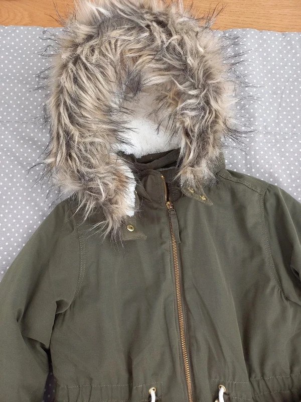 H&M Anorak Teddy Mantel Jacke Gr 140 Mädchen, Herbst, Winter, Kapuze, Teddyfutter