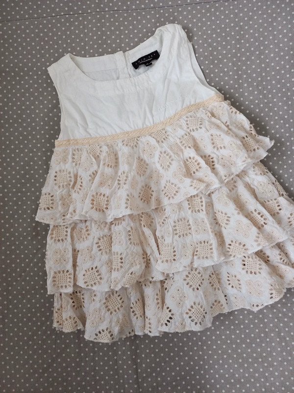 Twin Set Tunika Gr 128 Mädchen, Volants, festlich, Shirt, ärmellos, Sommer