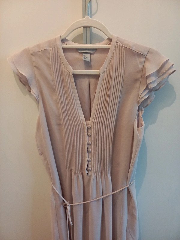 Kleid H&M Gr 36, S, Damen, Puder, creme, nude, festlich, Chiffon, Sommer