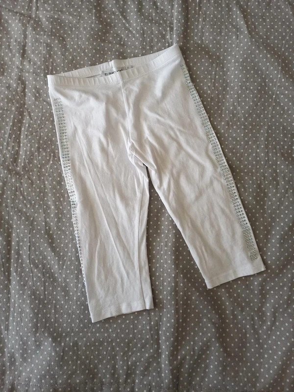Rubacuori Leggings Gr 122, Glitzer, Capri, Shorts, Hose, knielang, weiß