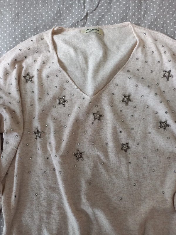 Miss Charm Pulli mit Sternen von Gr 38/40 beige, creme