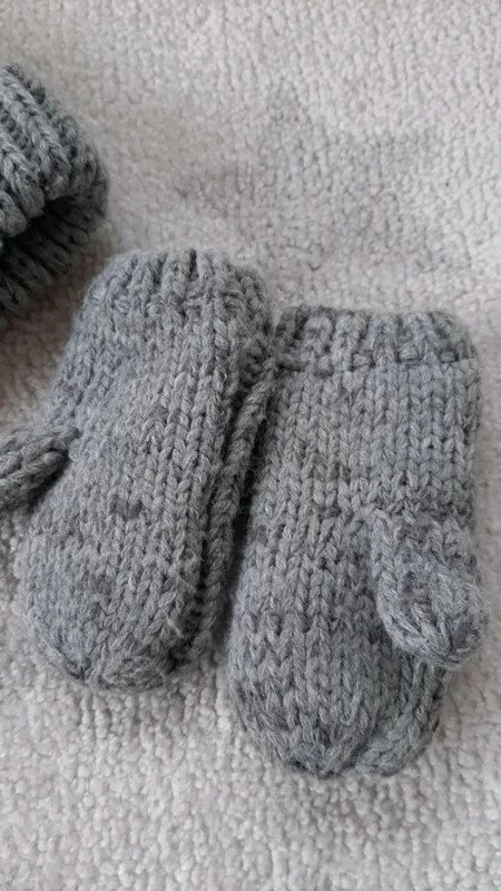 TOP! Next Mütze Handschuhe Gr. 98/104/110 Junge, Bommelmütze, Winter, grau