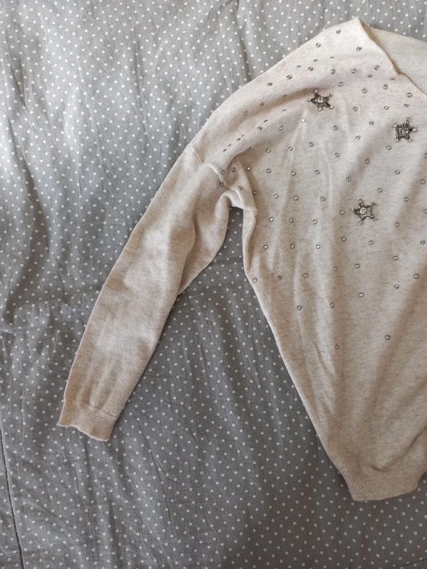 Miss Charm Pulli mit Sternen von Gr 38/40 beige, creme