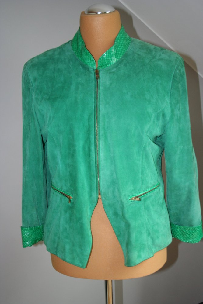 Velours Leder Blazer Flaschengrün Schneiderarbeit