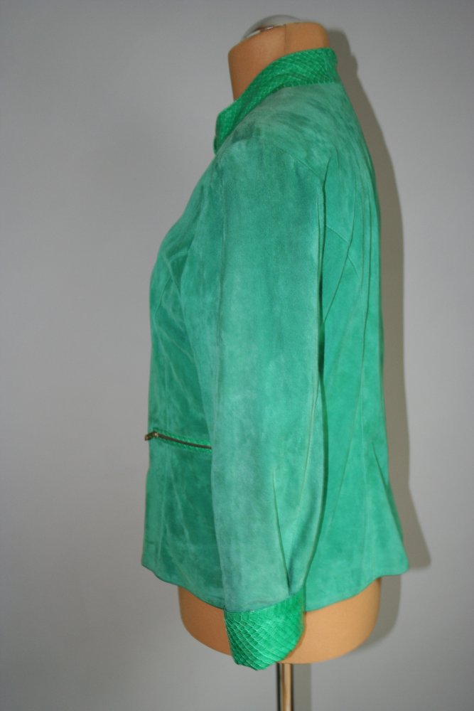 Velours Leder Blazer Flaschengrün Schneiderarbeit