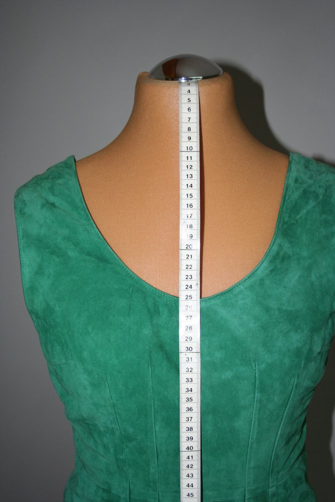 Velours Leder Kleid Flaschengrün