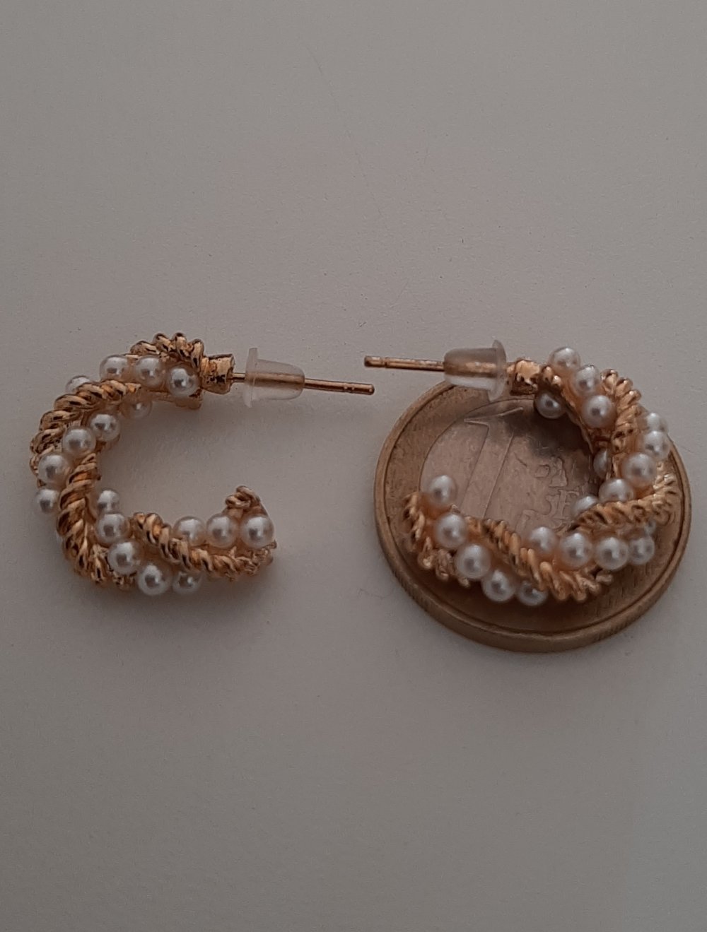 goldene Gedrehte Perlen Creolen neu