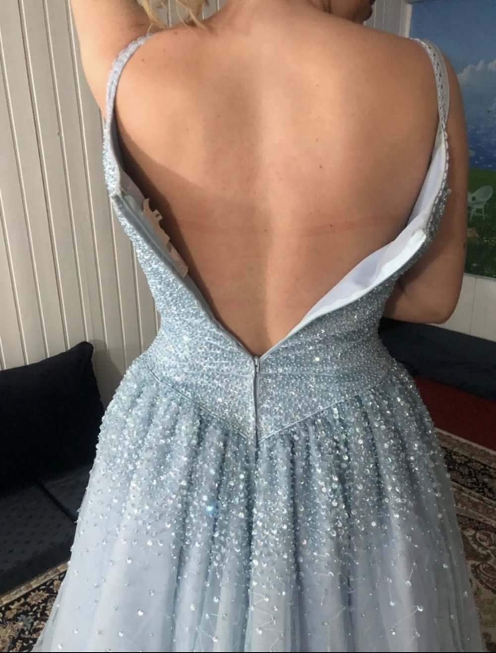 Schönes Abendkleid Ballkleid Kleid Maxikleid Hochzeitskleid Strass Pailletten