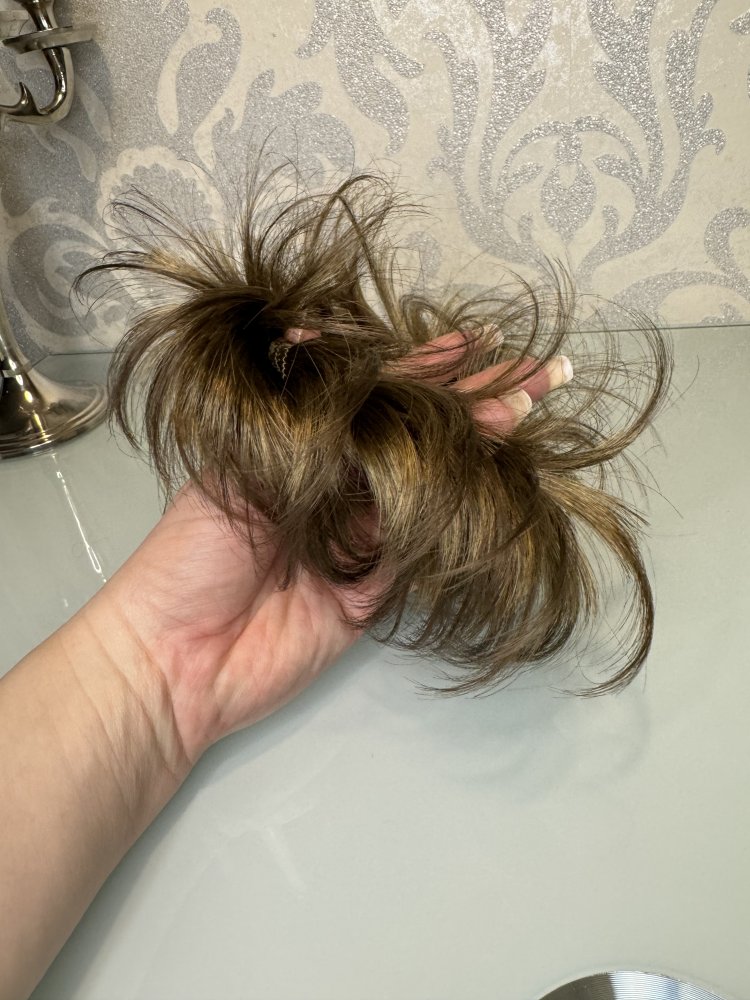 Fibre Hair Scrunchie Haargummi Haare Kunsthaar Haarstyling Gummi Dunkel Blond