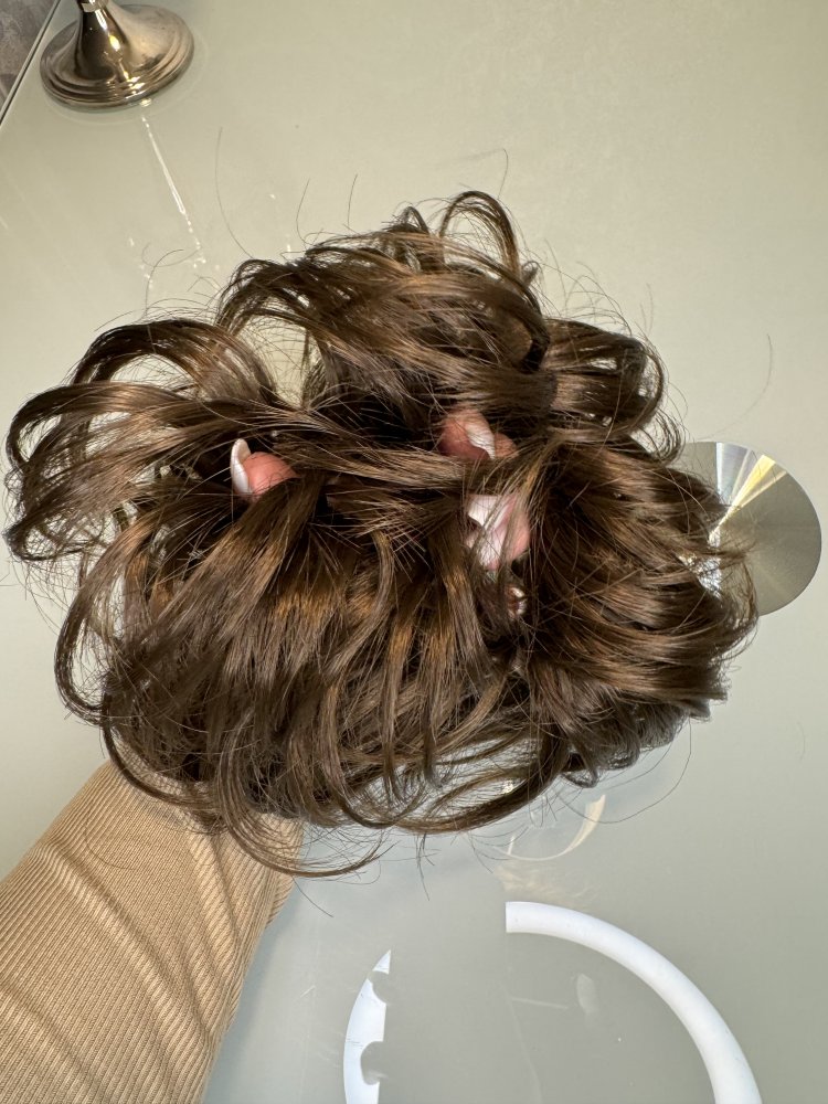 Fibre Hair Scrunchie Haargummi Haare Kunsthaar Haarstyling Gummi Dunkel Blond