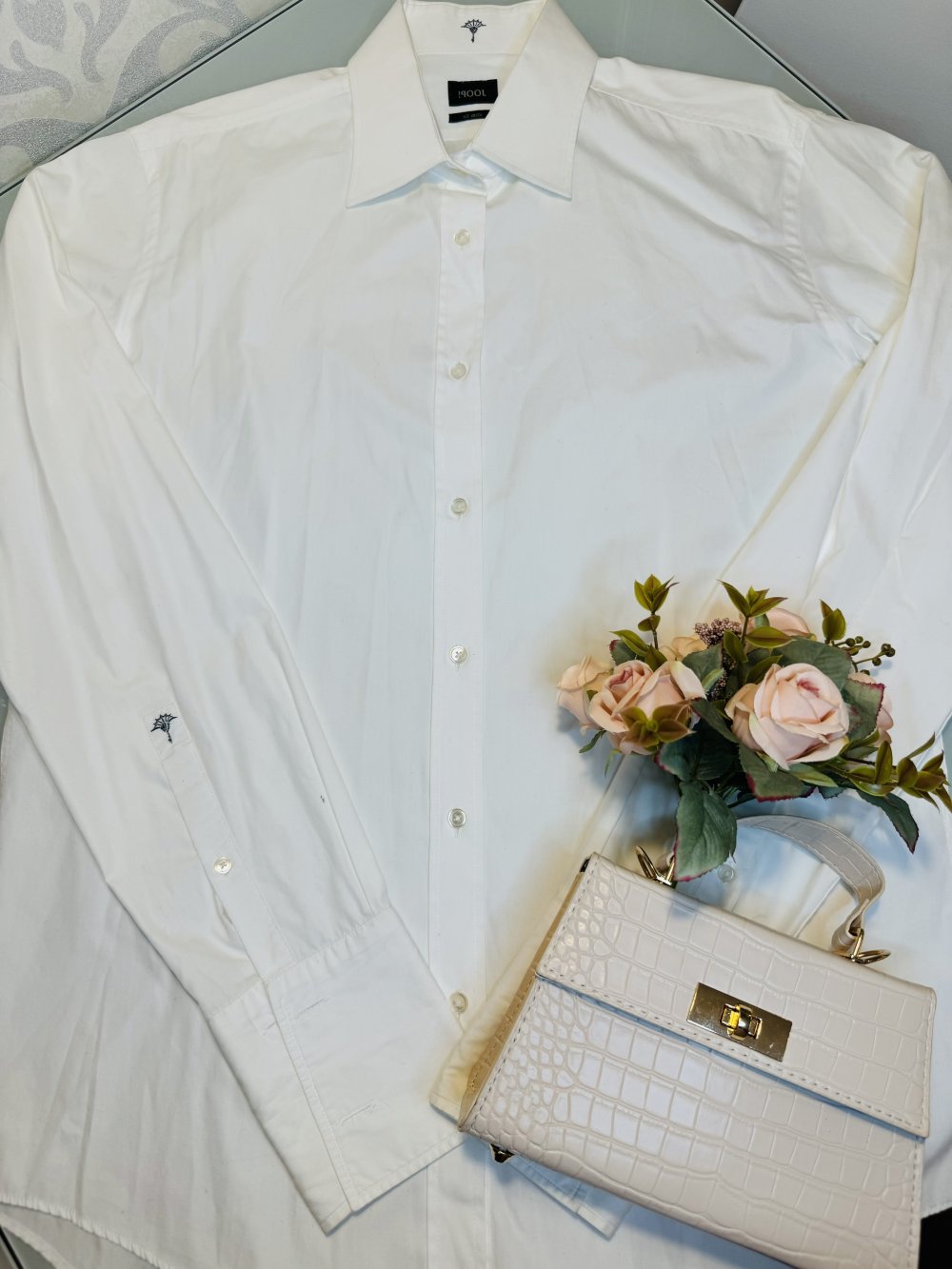 Schönes Herrenhemd Hemd Herren Knöpfe Geknöpftes Hemd Joop Slim Fit Weiß L