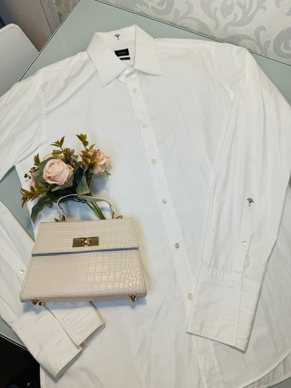 Schönes Herrenhemd Hemd Herren Knöpfe Geknöpftes Hemd Joop Slim Fit Weiß L