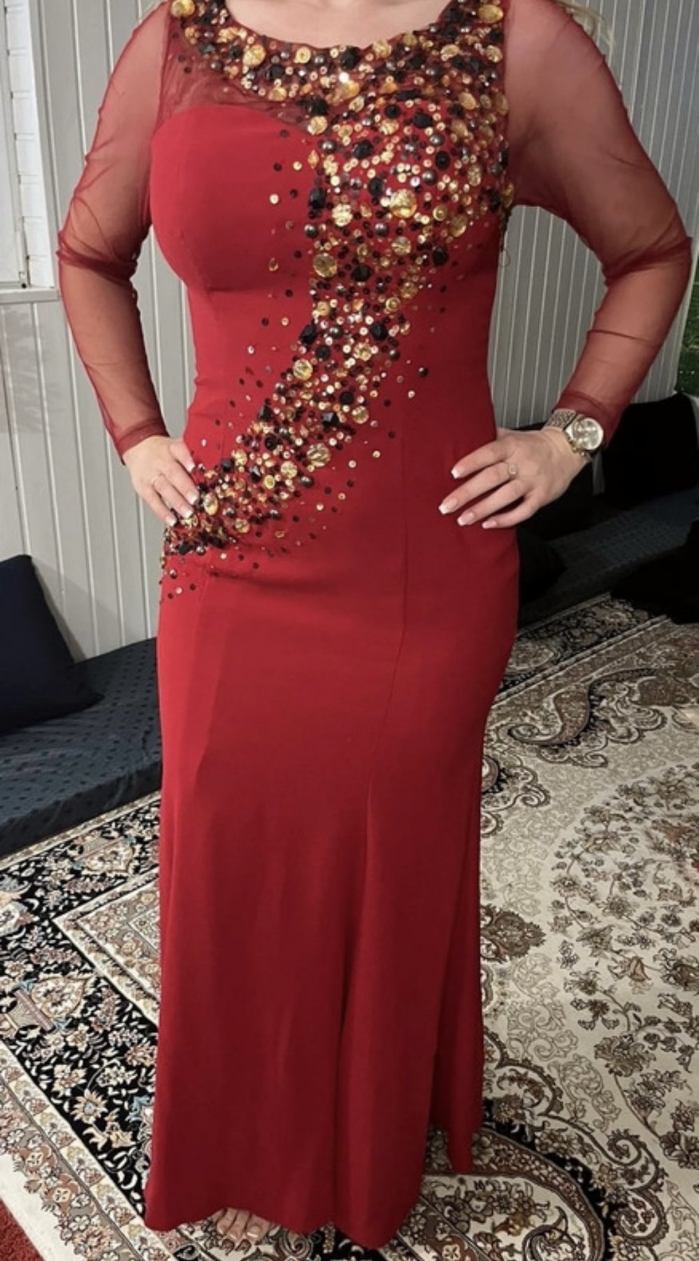 Schönes Abendkleid Ballkleid Kleid Maxikleid Hochzeitskleid Strass Pailletten