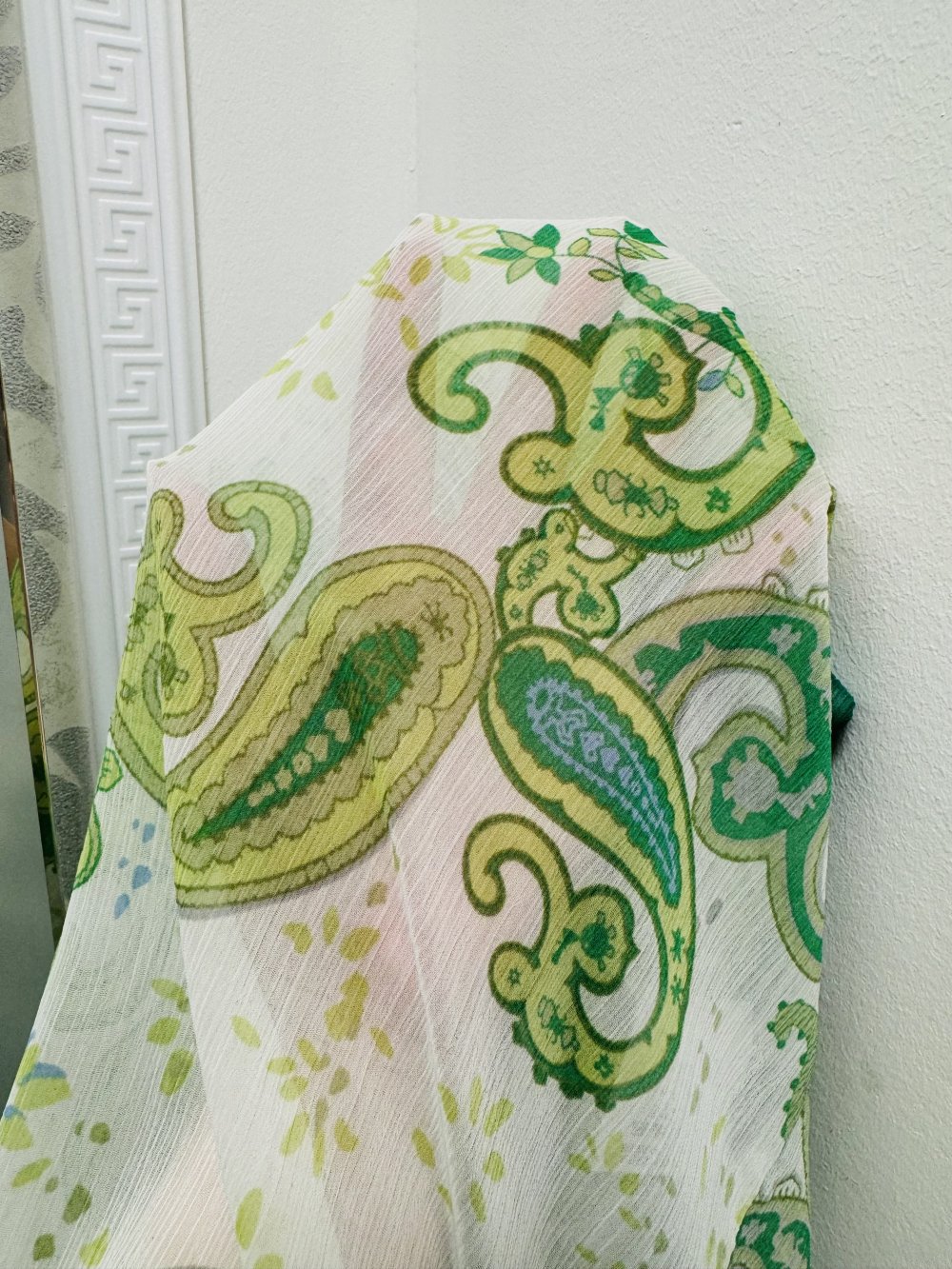 Schönes Schulterfreues trägerloses Top Chiffon Grüntöne Oberteil Langarm Bluse