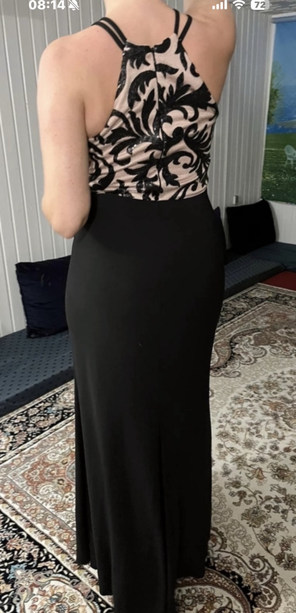 Schönes Abendkleid Maxikleid Partykleid Kleid Lang Stickerei Tüll Pailletten