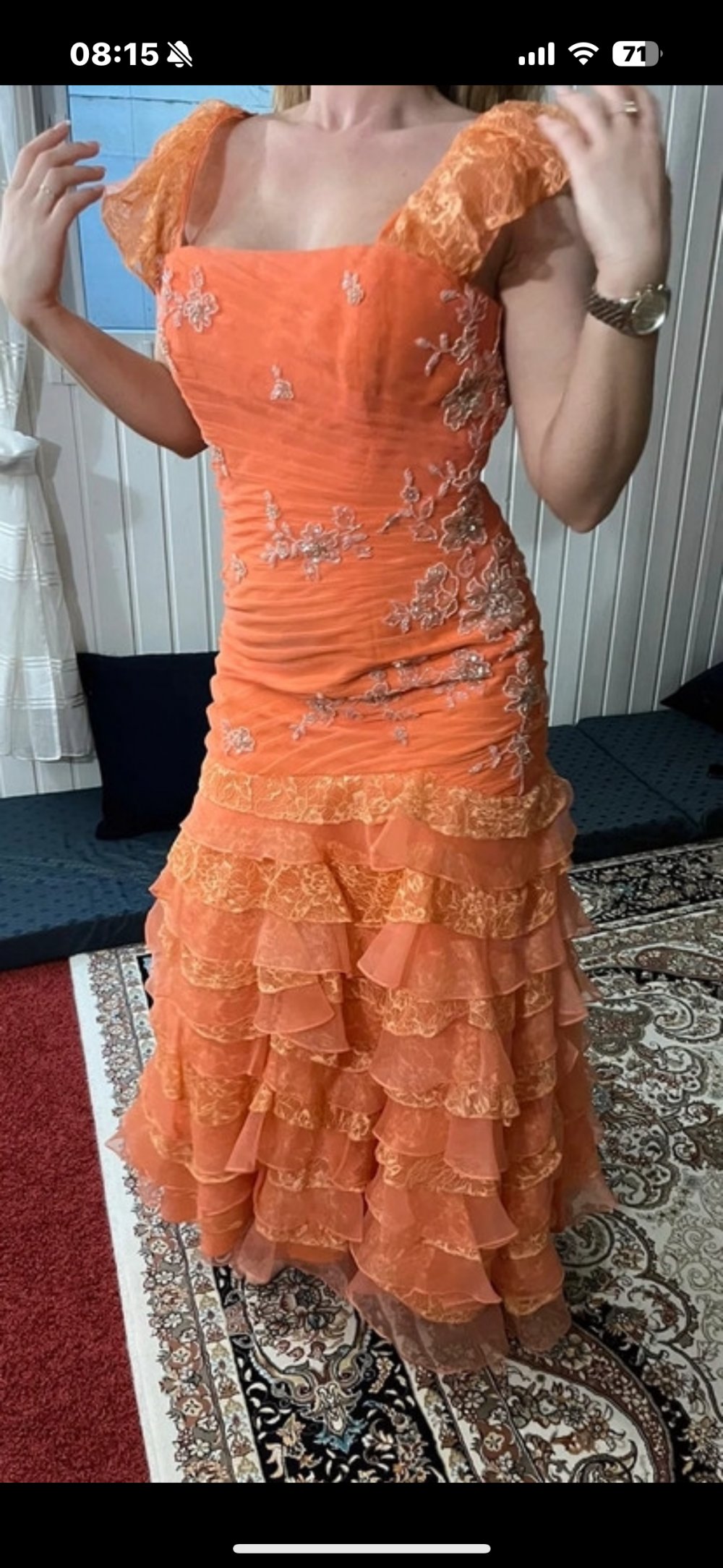 Schönes Abendkleid Ballkleid Kleid Maxikleid Partykleid Rüschen Pailletten Tüll