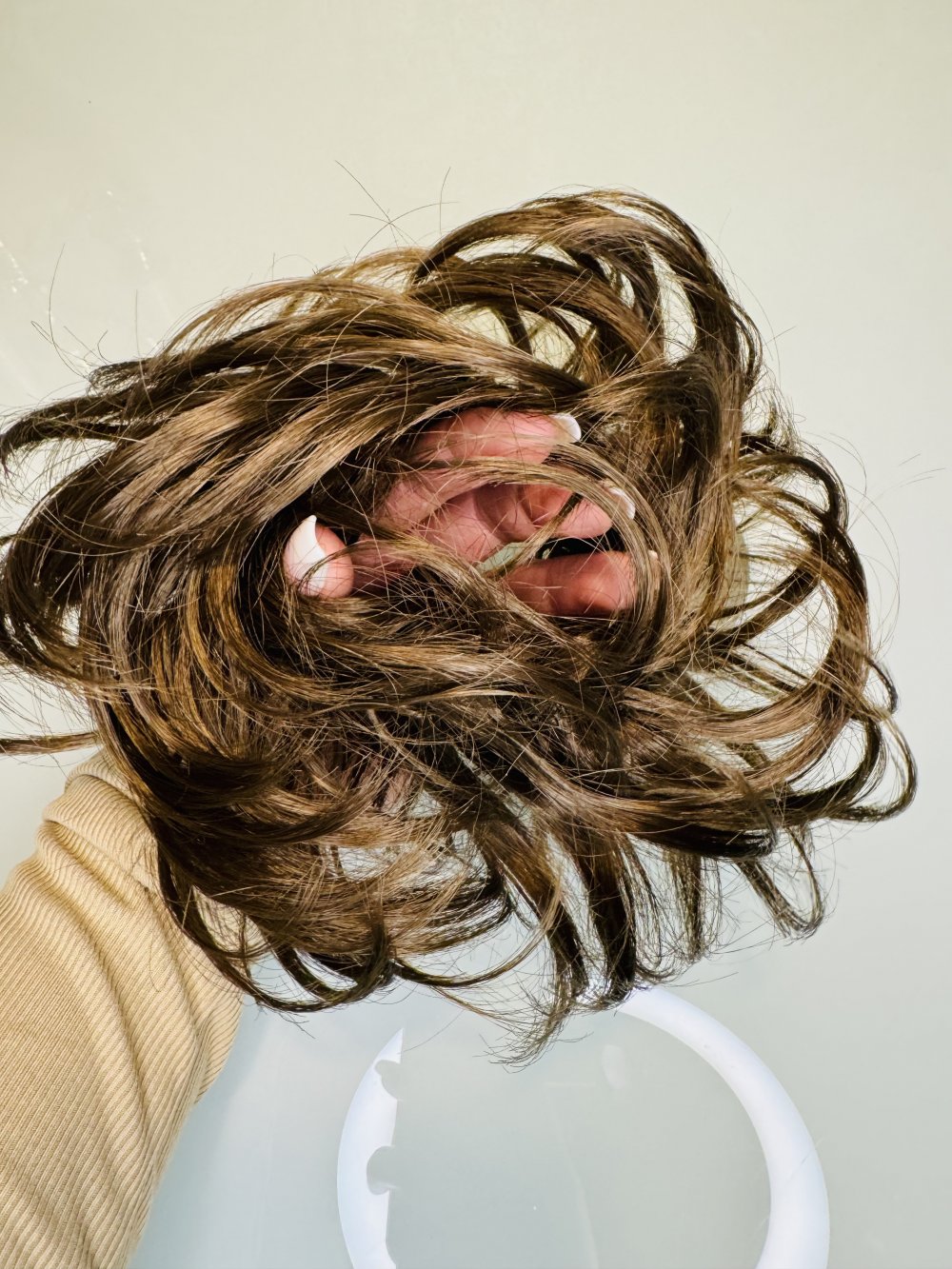 Fibre Hair Scrunchie Haargummi Haare Kunsthaar Haarstyling Gummi Dunkel Blond