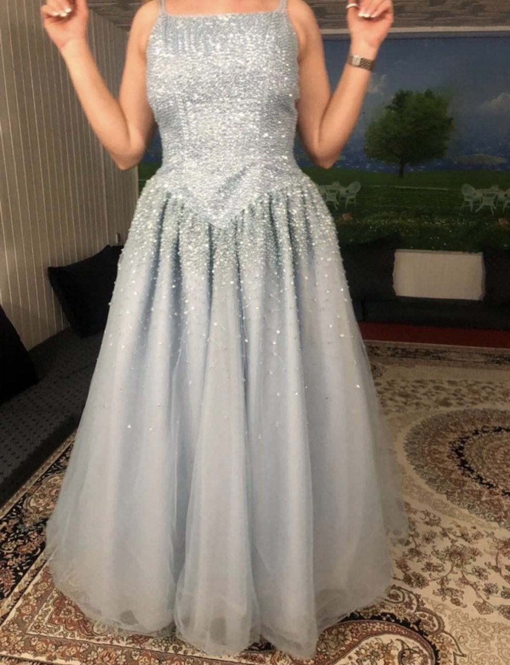Schönes Abendkleid Ballkleid Kleid Maxikleid Hochzeitskleid Strass Pailletten