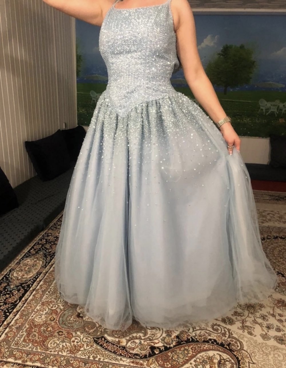 Schönes Abendkleid Ballkleid Kleid Maxikleid Hochzeitskleid Strass Pailletten