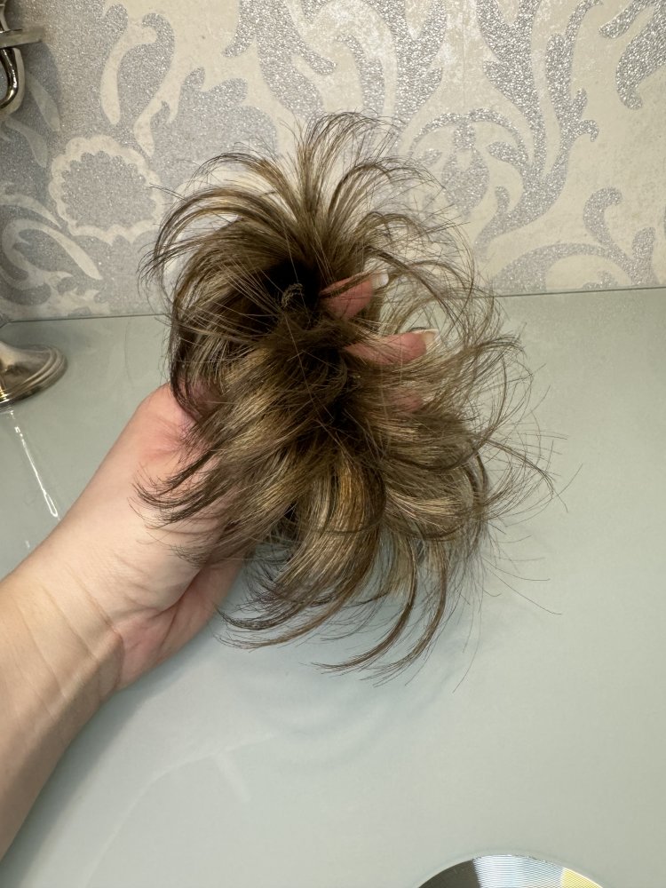 Fibre Hair Scrunchie Haargummi Haare Kunsthaar Haarstyling Gummi Dunkel Blond