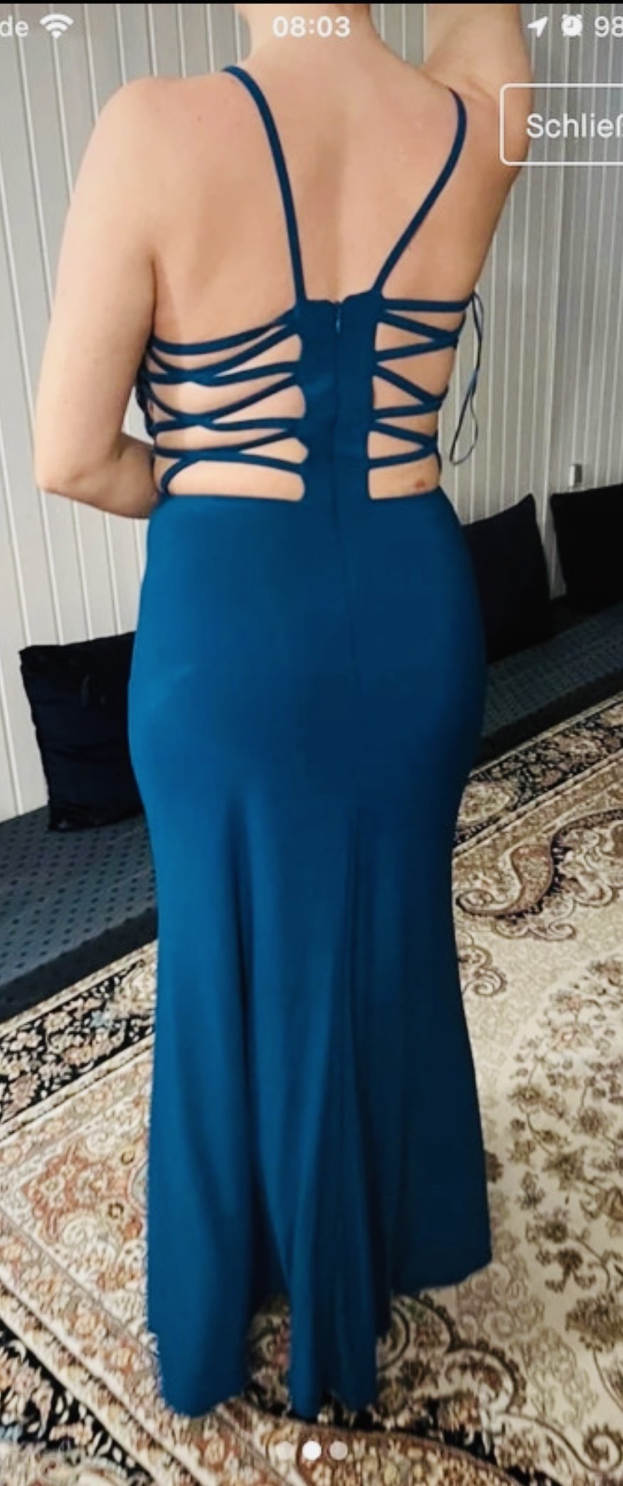 Schönes Maxikleid Kleid Sexy Rückenfrei Spitze Tüll Spaghettiträger Abendkleid