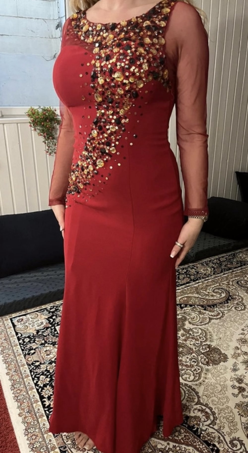 Schönes Abendkleid Ballkleid Kleid Maxikleid Hochzeitskleid Strass Pailletten