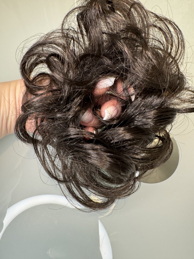 Fibre Hair Scrunchie Haargummi Haare Kunsthaar Haarstyling Gummi Braun Band