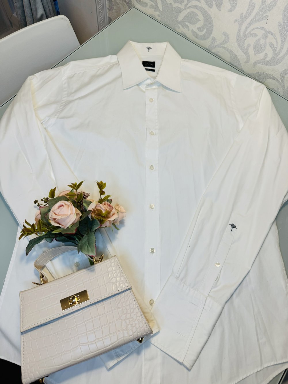 Schönes Herrenhemd Hemd Herren Knöpfe Geknöpftes Hemd Joop Slim Fit Weiß L