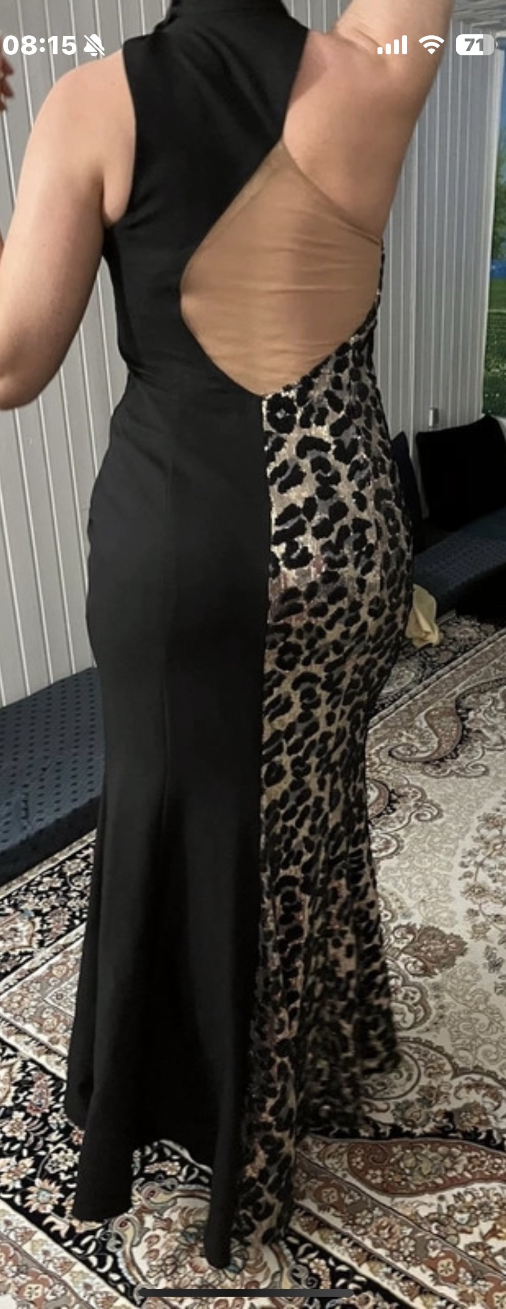 Schönes Abendkleid Ballkleid Kleid Maxikleid Hochzeitskleid Leo Leopard Glitzer