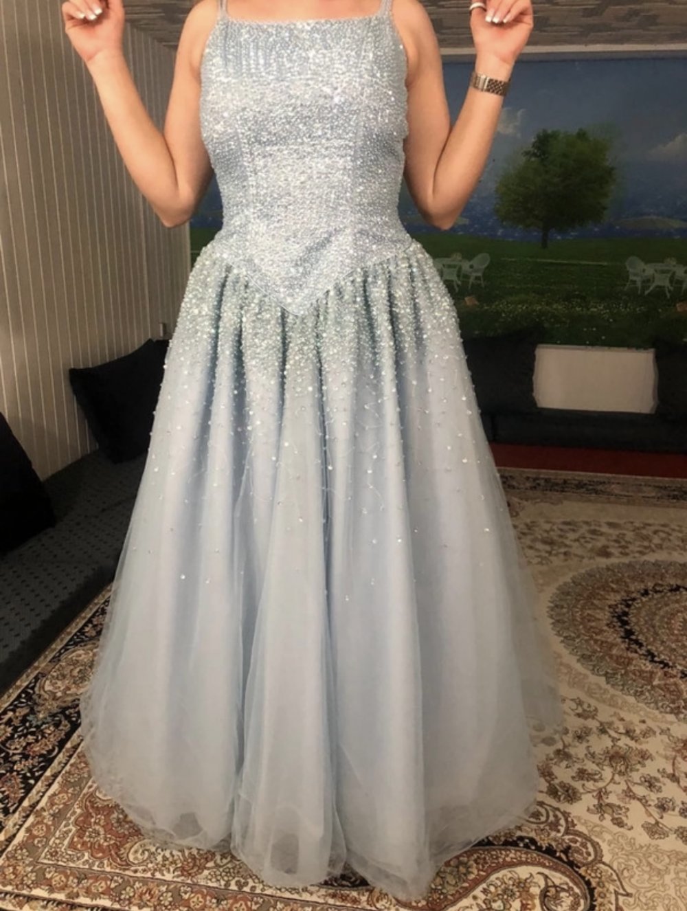Schönes Abendkleid Ballkleid Kleid Maxikleid Hochzeitskleid Strass Pailletten