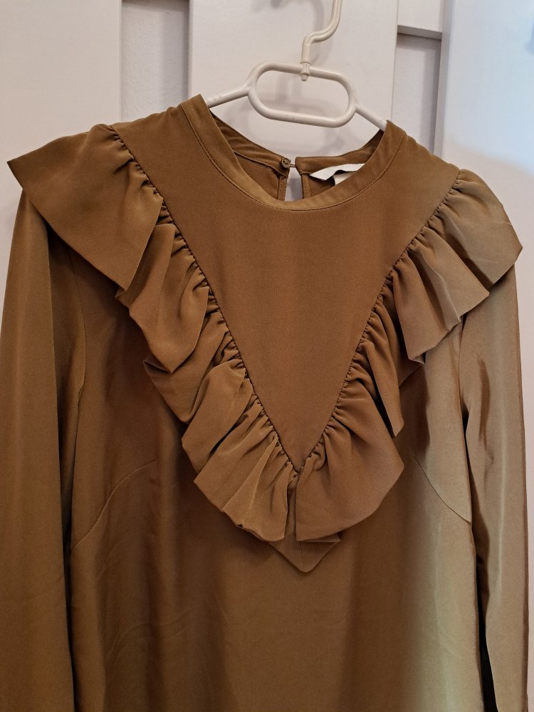 H&M Bluse Gr. 38 Volants Shirt olive