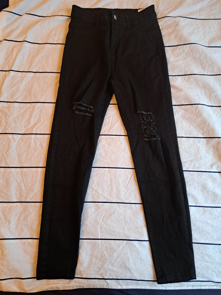 High Waist Jeans Gr. S Denim Hose schwarz