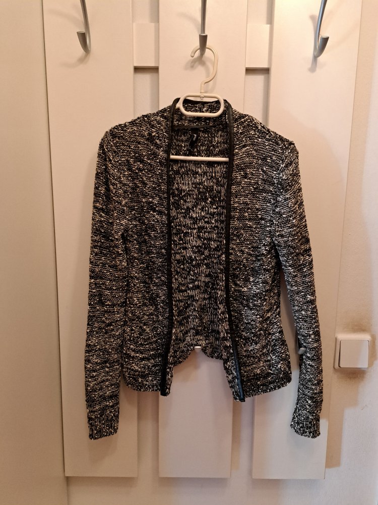 Melierte Weste Gr. S Strick mit Kunstleder