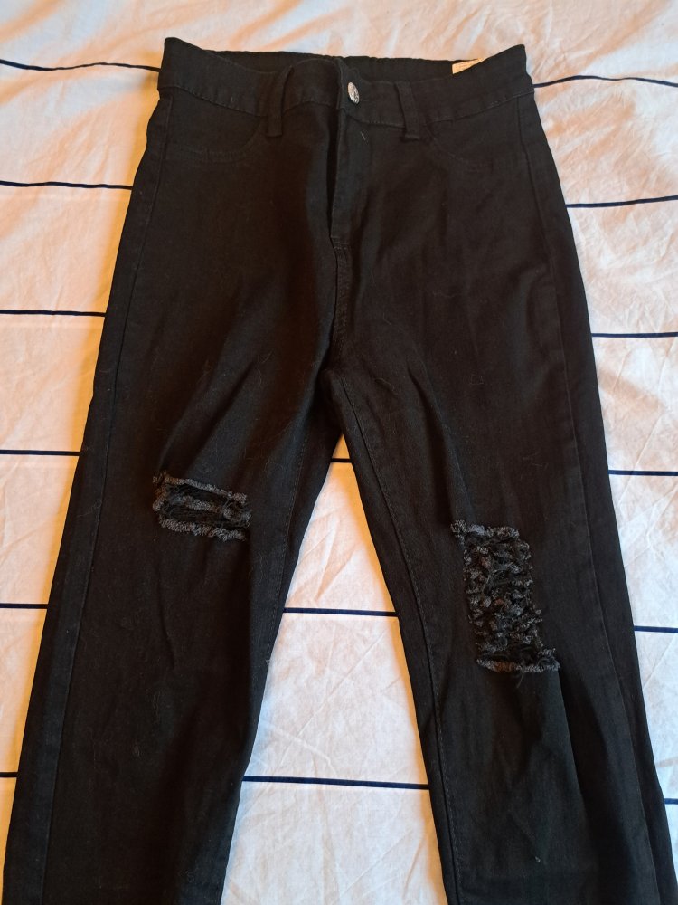 High Waist Jeans Gr. S Denim Hose schwarz