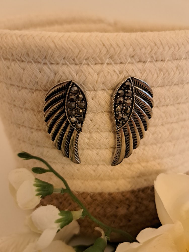 Ohrringe - Engelsflügel Silber Strass