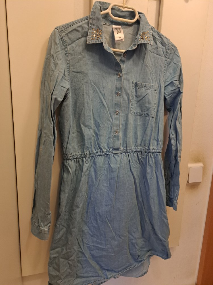 C&A Jeans Kleid Gr. 158 Denim Strass Steine