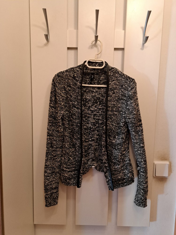 Melierte Weste Gr. S Strick mit Kunstleder