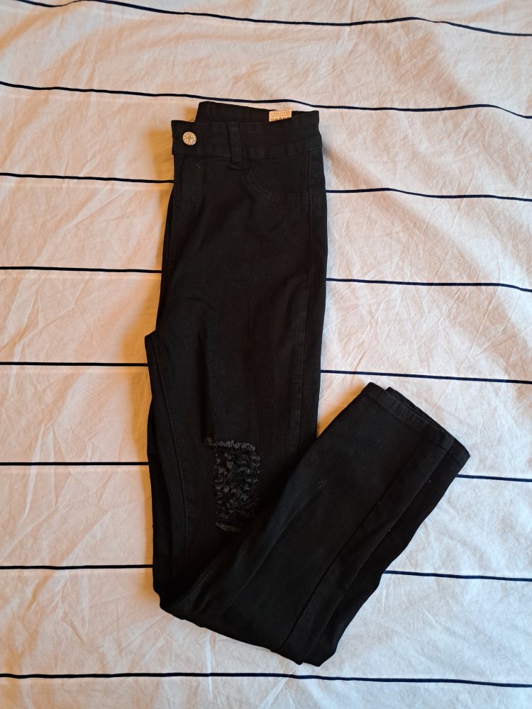 High Waist Jeans Gr. S Denim Hose schwarz