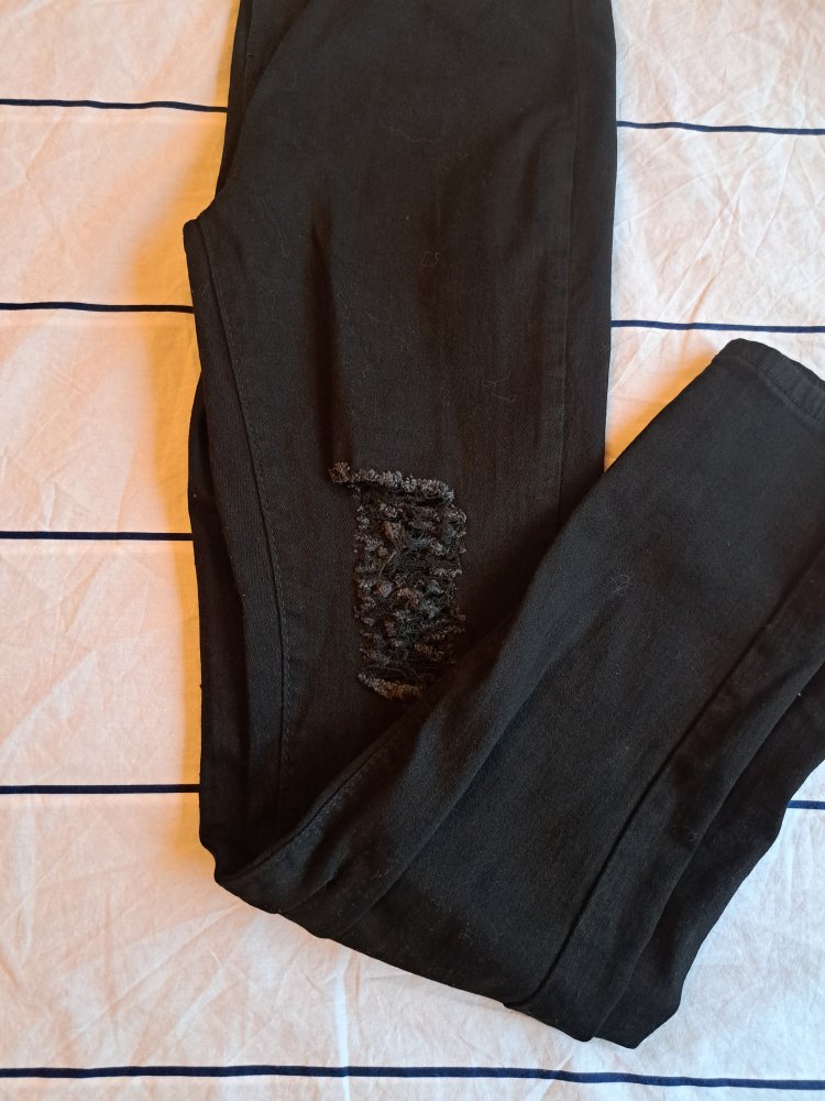 High Waist Jeans Gr. S Denim Hose schwarz