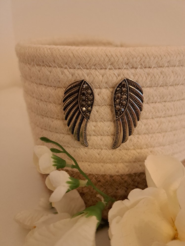 Ohrringe - Engelsflügel Silber Strass